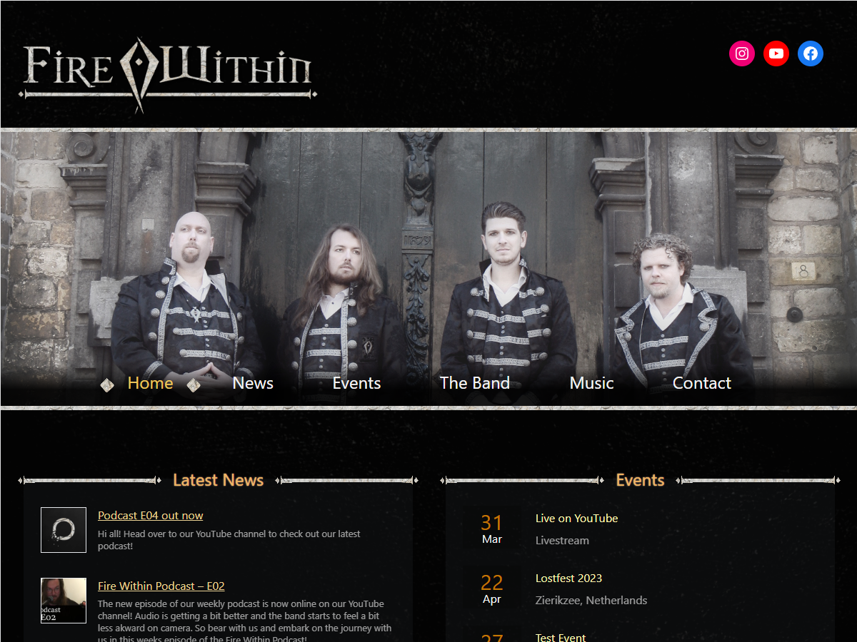 Screenshot of the Fire Within Official Website